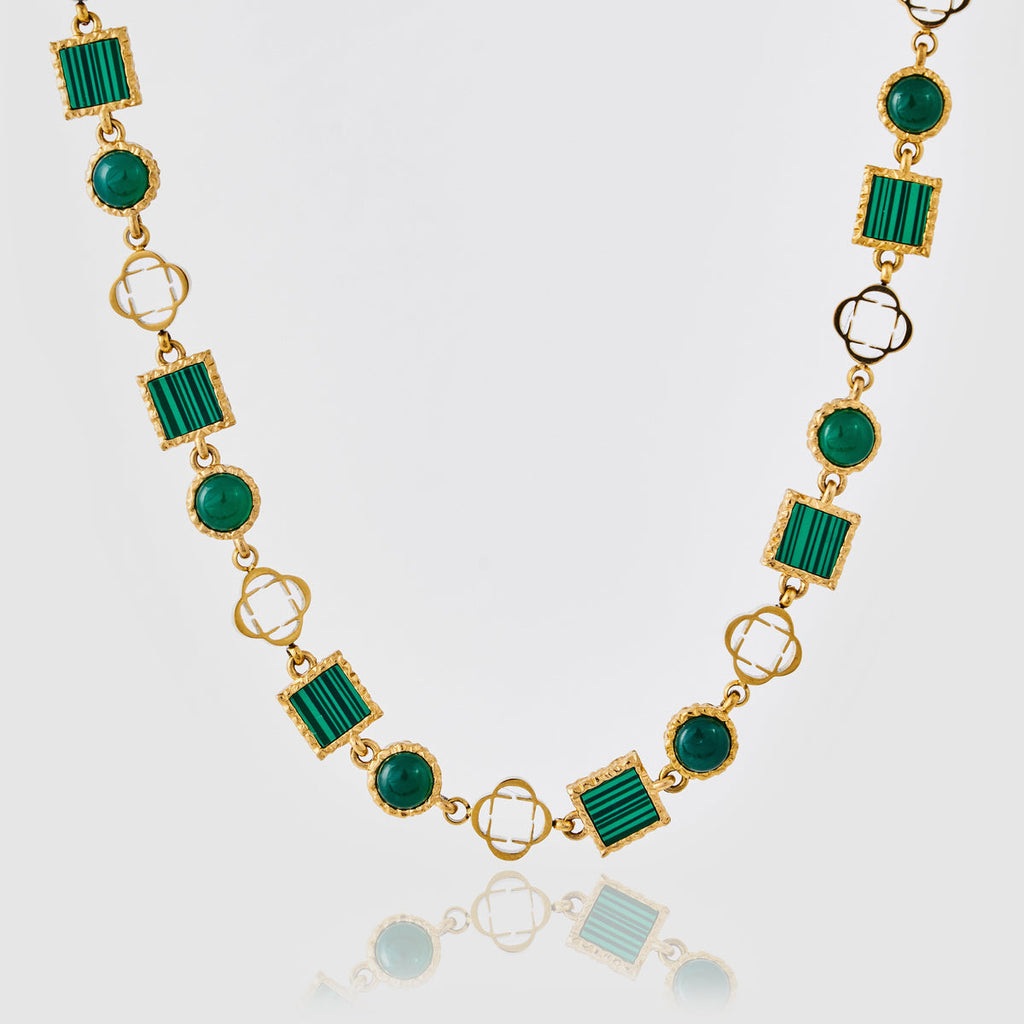 GREEN QUARTZ GEMSTONE NECKLACE (GOLD)