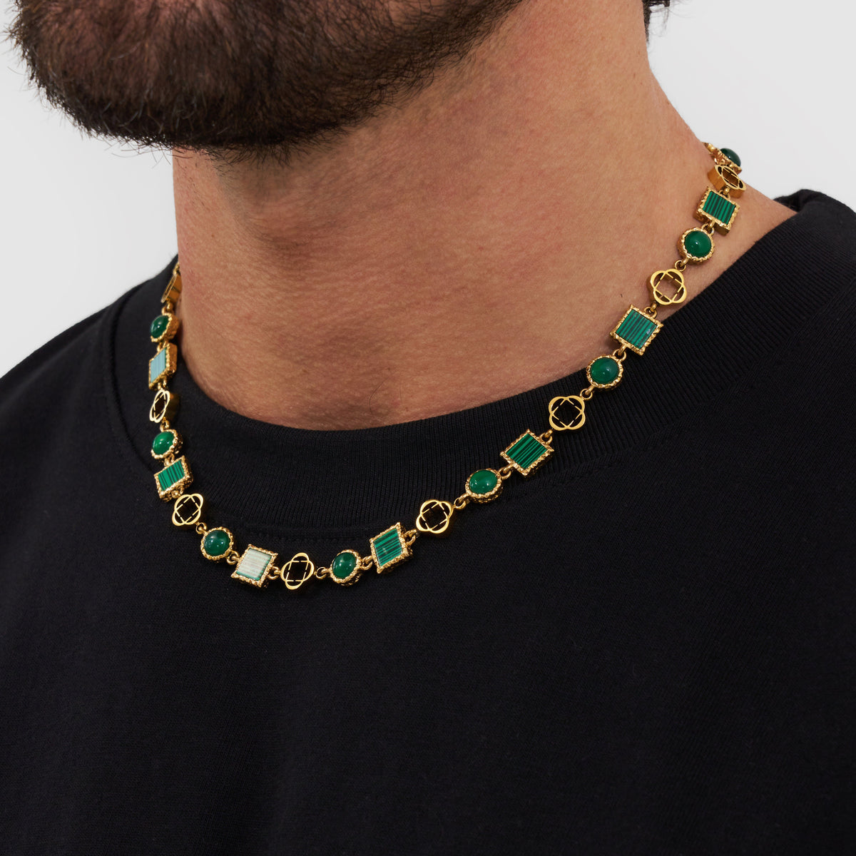 GREEN QUARTZ GEMSTONE NECKLACE (GOLD)