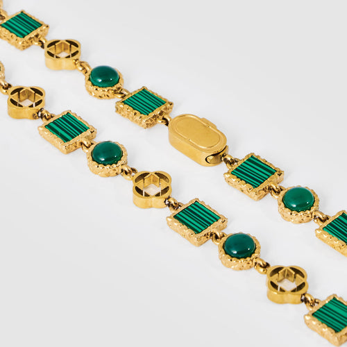 GREEN QUARTZ GEMSTONE NECKLACE (GOLD)